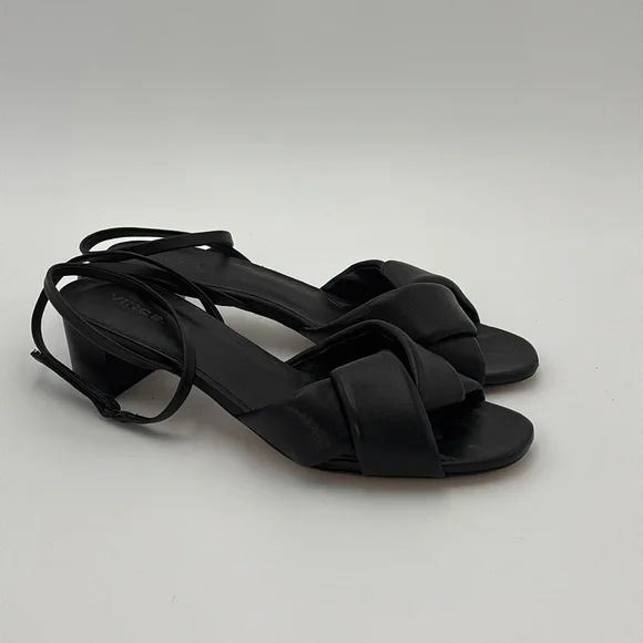 NEW Vince Rosalie Black Leather Block Heels 40 - Picture 2 of 5